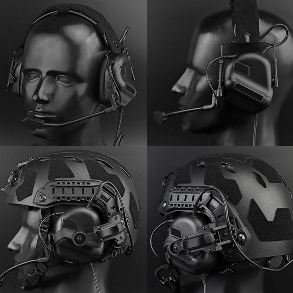 Тактический шлем для страйкбола с шумоподавляющей гарнитурой, фонариком, очками ночного видения, металлическим креплением, защитным шлемом для пейнтбола