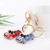 Cartoon Mini Car Keychain Rhinestone Car Model Metal Key Ring Decorative Pendant Accessories for MINI Cooper S JCW R50