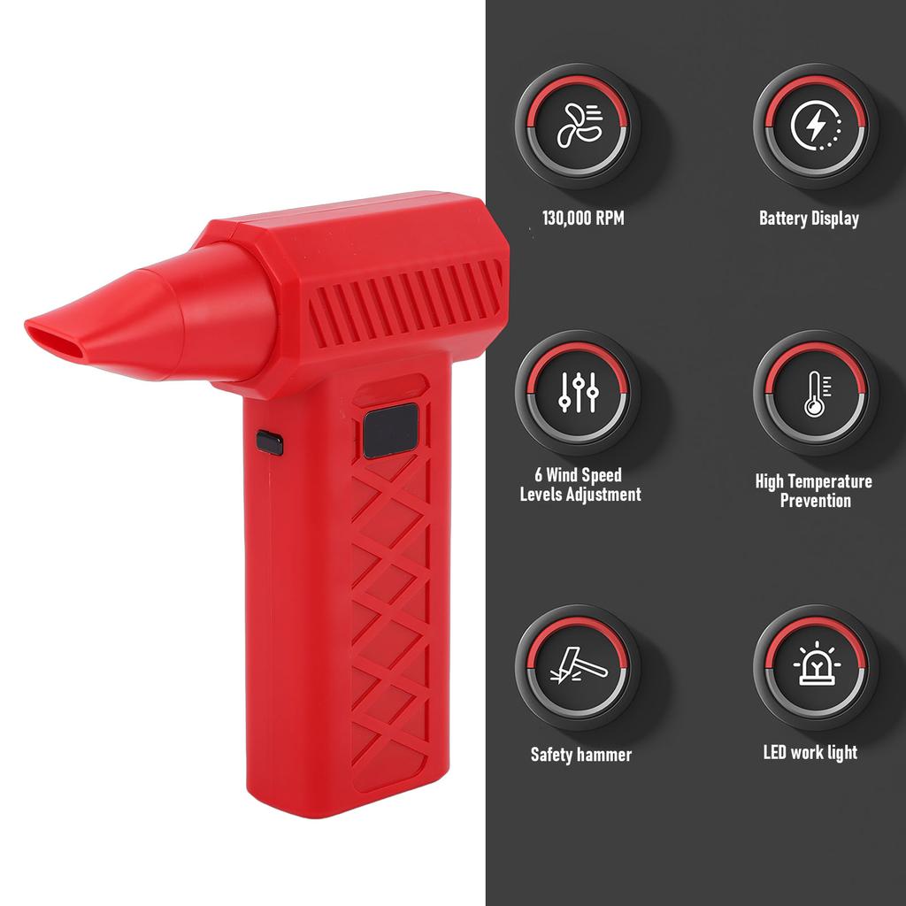 Duster LED Digital Display High Power High Speed Portable Electric Blower Duster with Emergency Light for Outdoor Travel