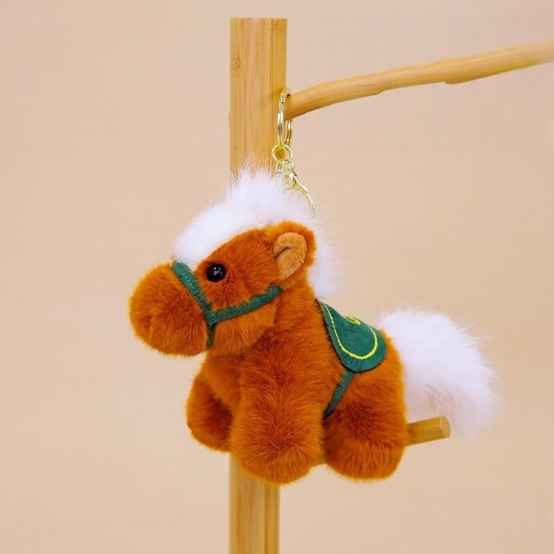 HOT! Cute Zodiac Horse Keychain Plush Toy Kawaii Stuffed Doll Bag Pendant Decoration Backpack Hanging Year Gift
