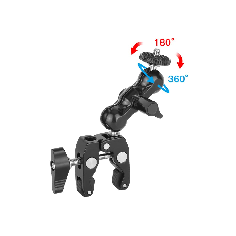 SZRIG Суперзажим Шарнирный Мини-шаровая головка 1/4"-20 для Камеры Монитора Светодиодной подсветки Аксессуары (черный)