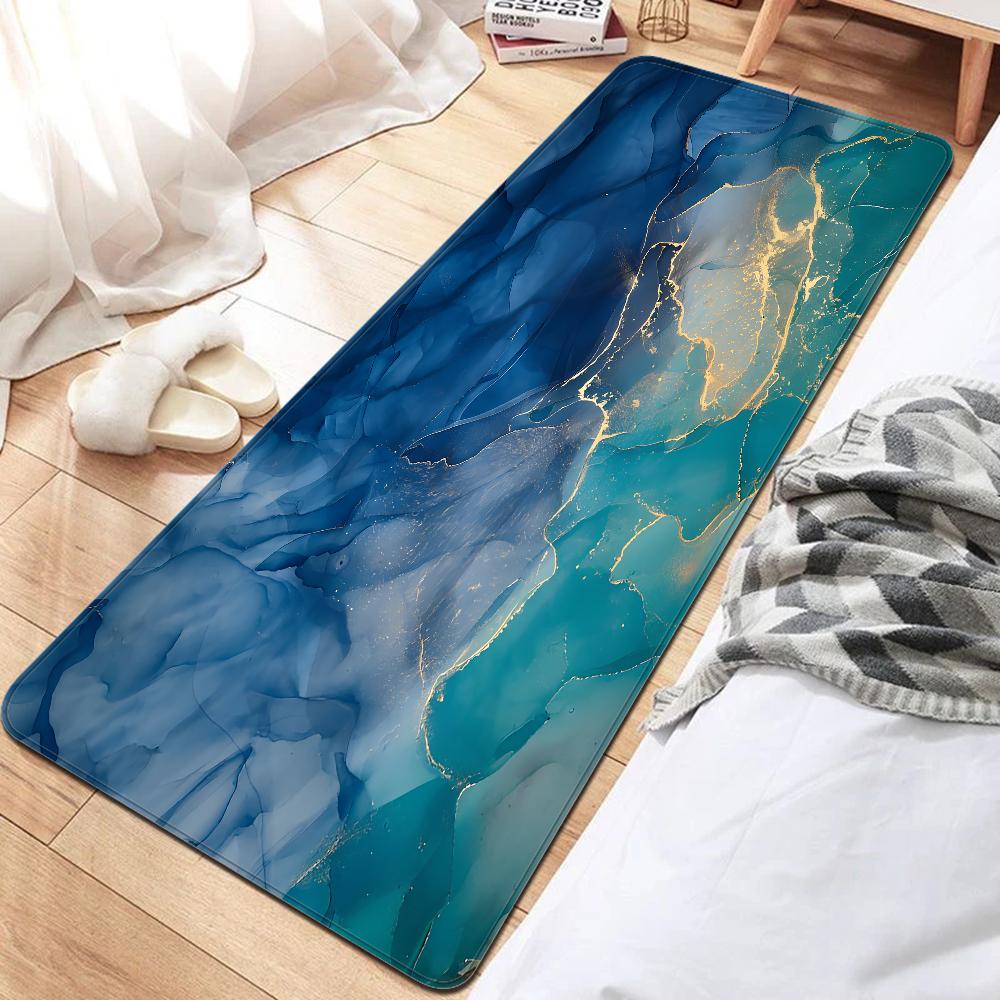 Цвет Синий Золотой Белый Мрамор Ковер для Прихожей Нескользящий Коврик для Прачечной Декор для Прачечной Балкон Детская Гостиная Туалетный Коврик