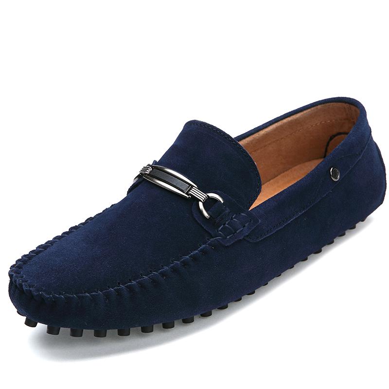 New Suede Leather Casual Shoes Mens Fashion Slip-on Rivets Party Wedding Loafers Moccasins Men Light Comfortable Driving Flats
