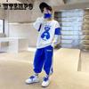 Весенне-осенний спортивный костюм из двух частей для мальчиков, контрастный цветной дизайн, пуловер, свитер, спортивные штаны, удобный свободный детский костюм для отдыха