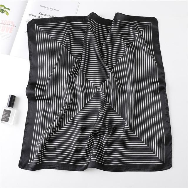 Модный шелковый квадратный шарф для женщин, 60 см, атласная шея, повязка для волос, сумка, мягкий офисный шейный платок, хиджаб, женский платок, бандана