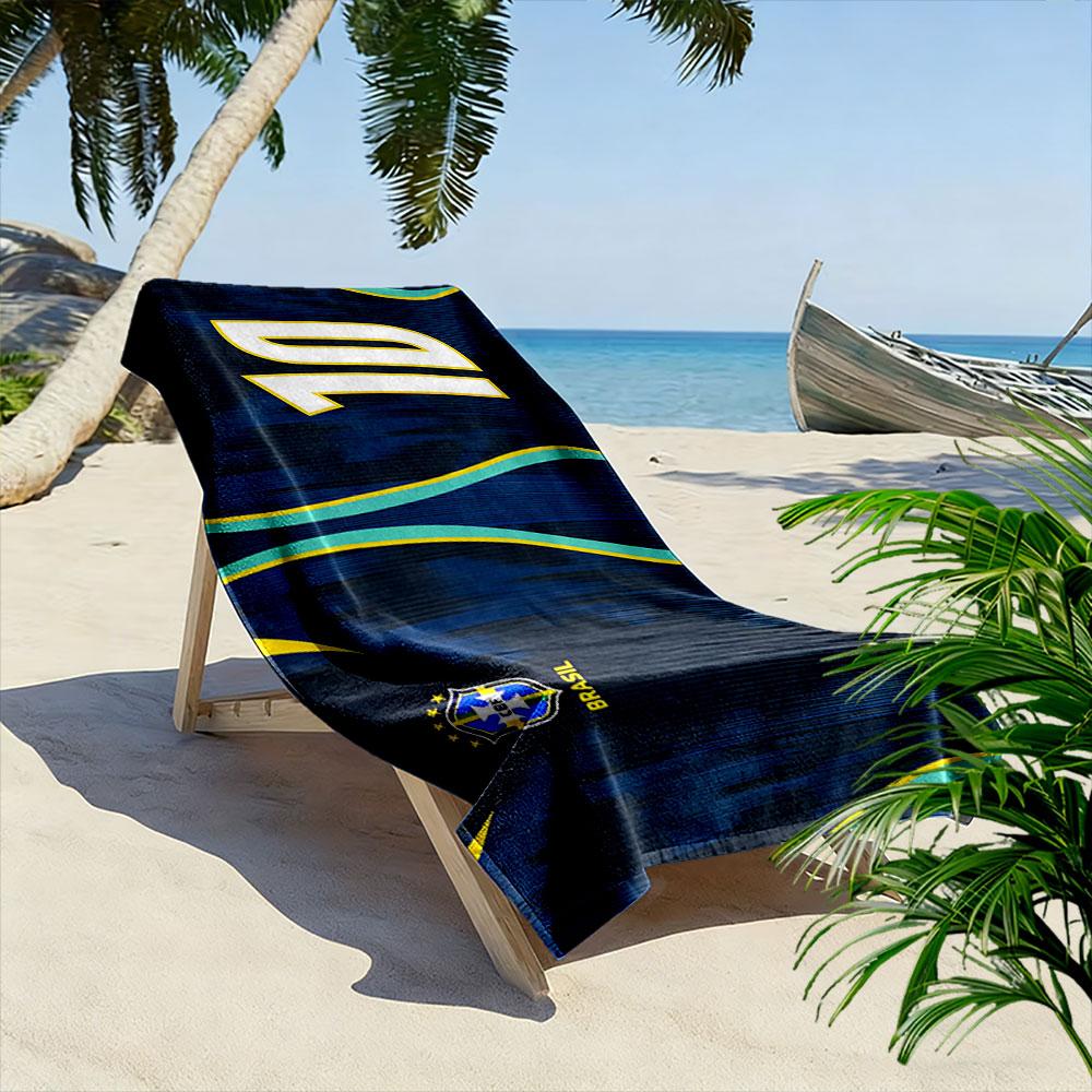 Waves embracing golden triumph Print beach towel, quick drying, suitable for travel, outdoor sports, jogging, the beach and swimming, gift