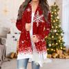 Women's Fashion Casual Christmas  Print Medium Length Cardigan Jacket Coat