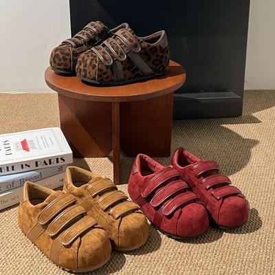 Sudingjia новая матовая мягкая кожа на липучке Капибара большая голова повседневные кеды Dexun обувь балетки женские