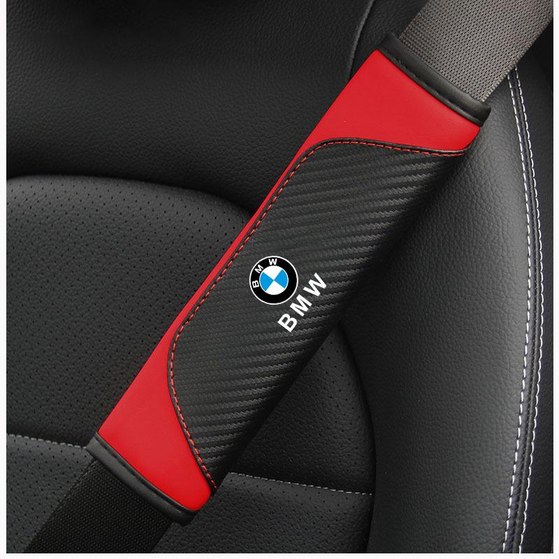 ZJYS3 2PCS Carbon fiber Seat Belt Cover Car Safety Belt Cover For BMW X5 X6 F30 F34 F10 F20 G20 G30 F15 F16 1 3 5 7 Series Sticker