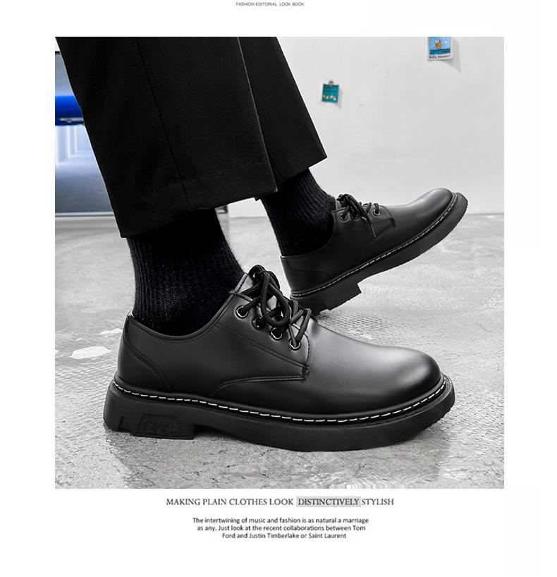 Мужские повседневные черные кожаные ботинки Мартин - Маленькие, Формальные, Деловые, Рабочие туфли