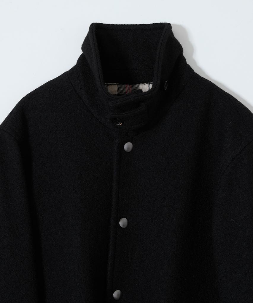 HORLISUN Idaho Snap Button Wool Half Coat Black