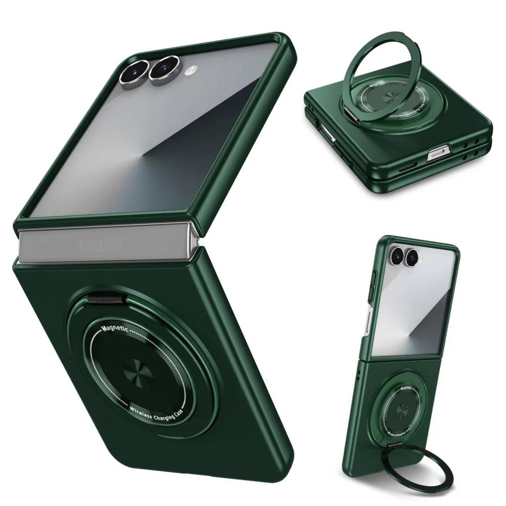 Роскошный магнитный поворотный на 360° металлический чехол-подставка для Samsung Galaxy Z Flip 7 FE 6 5 4 3 Беспроводная зарядка Матовое защитное покрытие