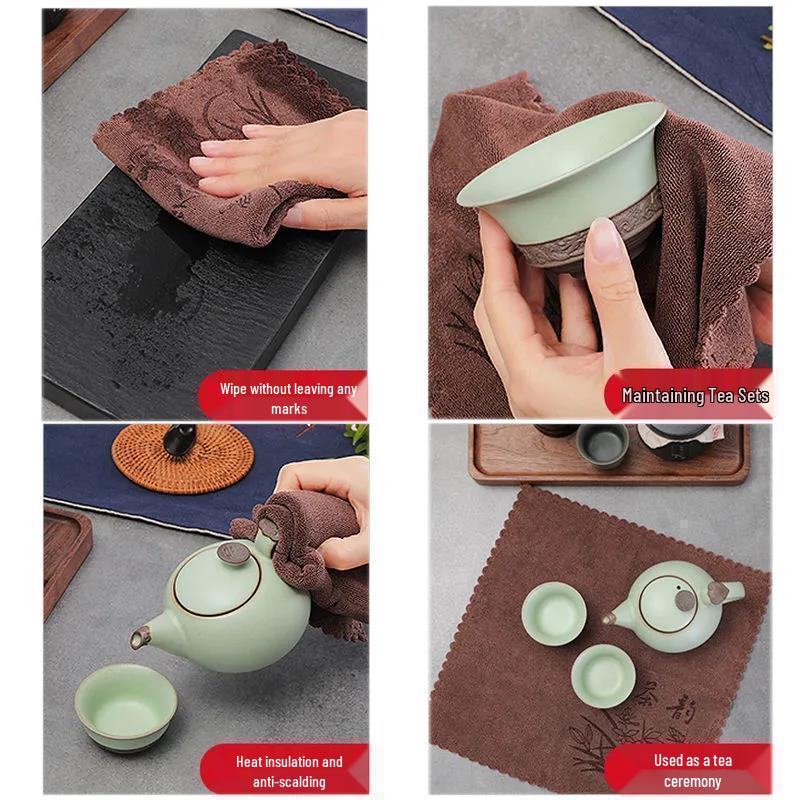 Zen Style High-Grade Absorbent Tea Towel - Thickened Dishcloth for Tea Ceremony Table