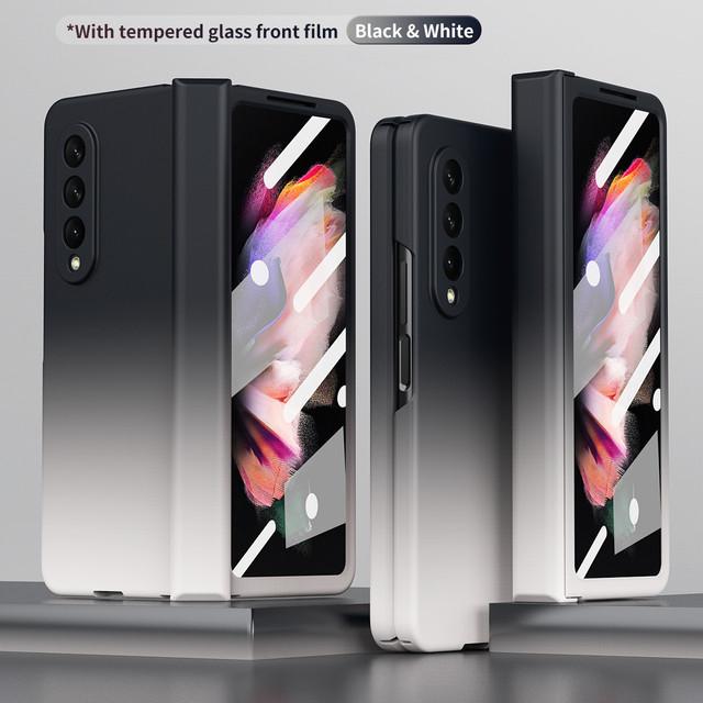 Складной чехол для телефона с точным вырезом для Samsung Galaxy Z Fold 3 4 Fold4 5g Fold3 Fold2 Fold 2 со стеклянной пленкой Temprepred