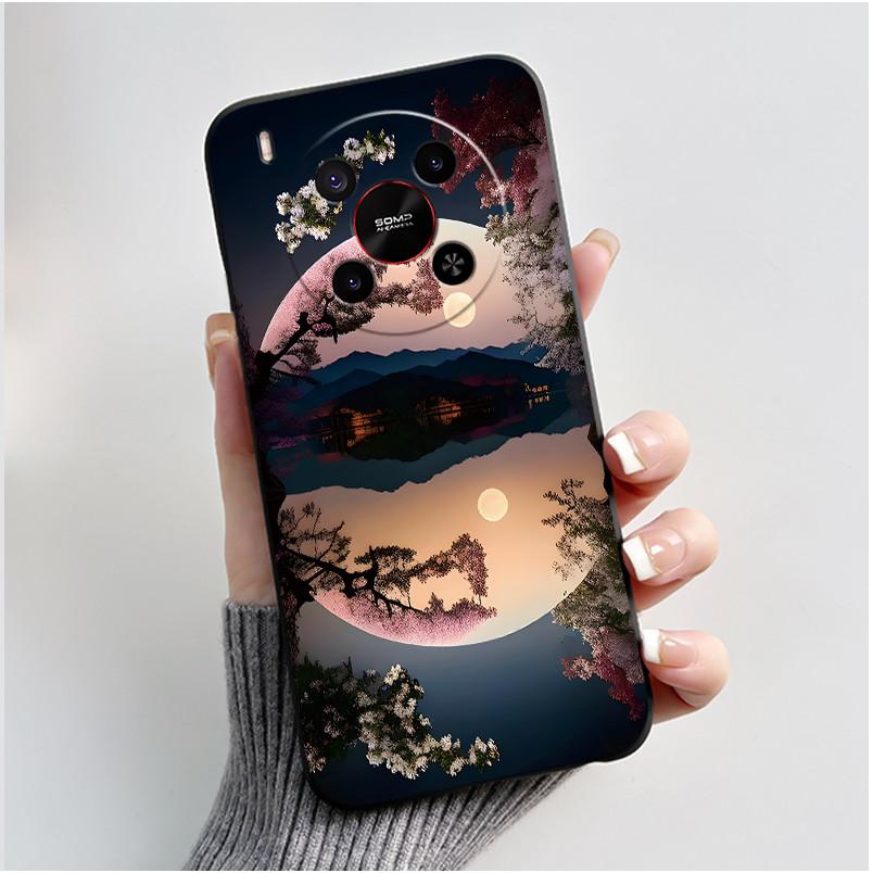 Phone Case For ZTE Blade V70 Max/Nubia V70 Max Soft Silicone Black Case Bright Pattern Pink Sand Beach,Garden Shockproof Shell