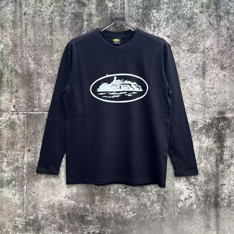 Corteiz Graphic Print Long Sleeve T-Shirt Men Streetwear Vintage Loose Fit Casual Tee
