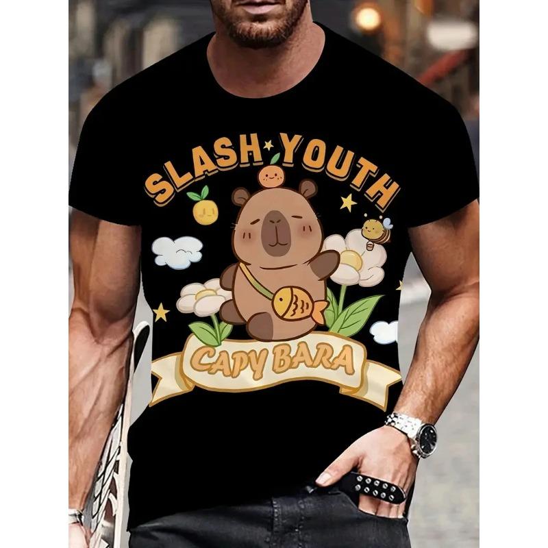 3D Print Funny Capybara Graphic T-Shirt Men Women Cute Animal T-Shirts Summer Casual Fashion Loose Comfortable Casual Short Sleeve T-shirt