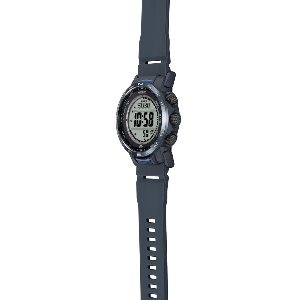Casio Мужские часы Pro Trek из нержавеющей стали, водонепроницаемость 100 м, цифровые, с будильником, кварцевые, PRW-35Y-2