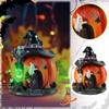 Halloween Decoration Halloween Witch House Statue Glowing Resin Or Trick Figurine Desktop Ornament Halloween Decor