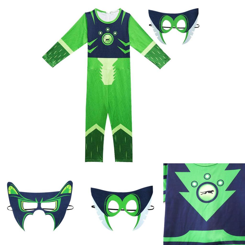Wild Kratts Creature Power Suit Costume For Kids With Green Navy Jumpsuit And Mask