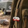 Cartoon RV Shape Keychain, Contrasting Color Keyring Accessories for Travel Trailers, Enameled Metal Retro Camping Car Keychain