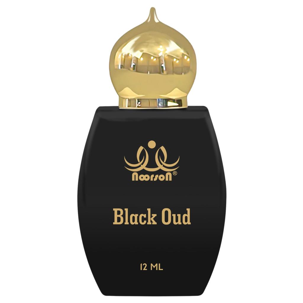 Noorson Black Oud Attar Perfume Oil | 12 ml | Arabic Blend Non-Alcoholic Unisex Fragrance | Long-Lasting Concentrated Roll-On |