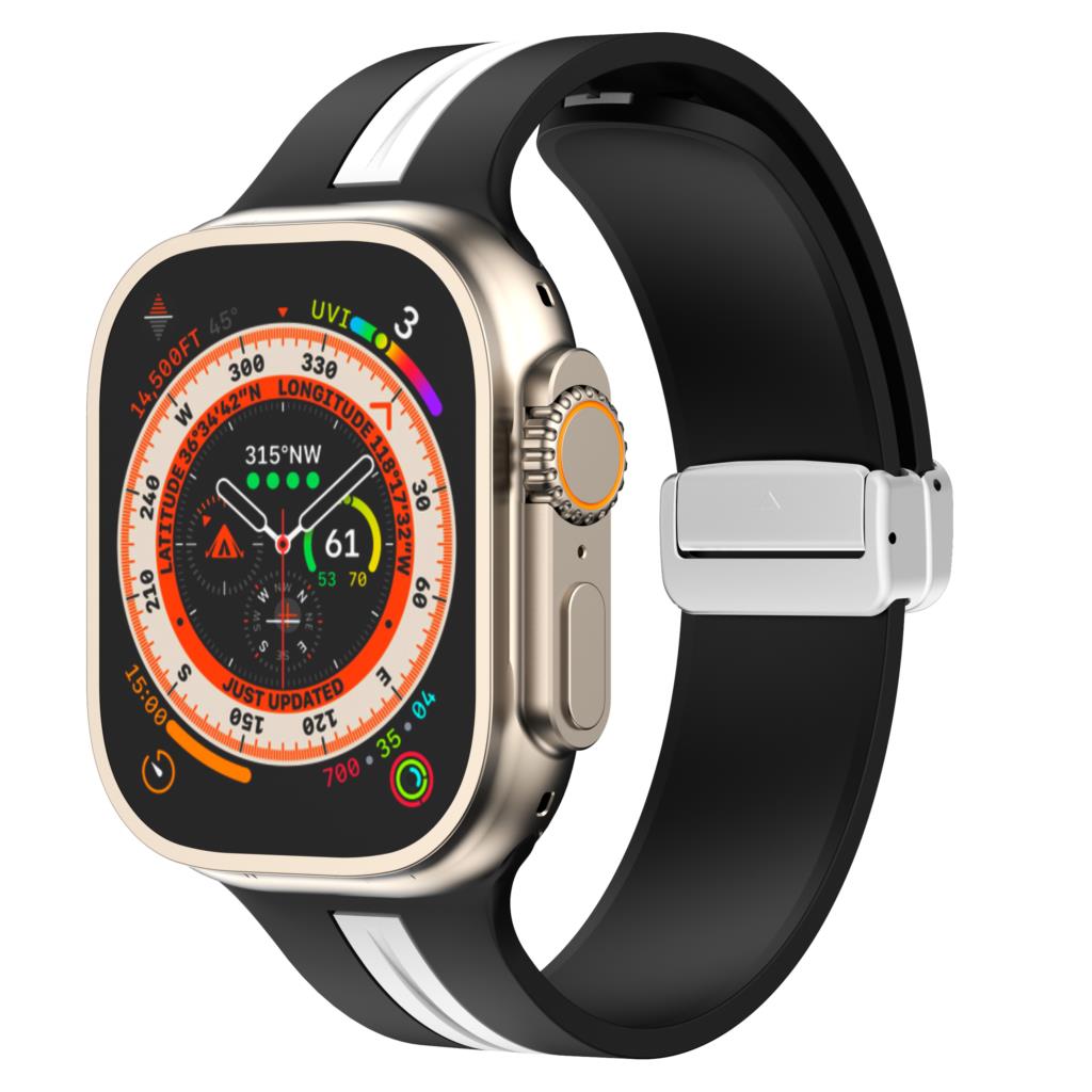 Магнитная застежка Ремешок Для Apple Watch Ultra 2 ремешок 49мм 44мм 40мм 45мм 41мм 38мм Силиконовый Браслет iWatch серия 7 3 6 5 se 8 9