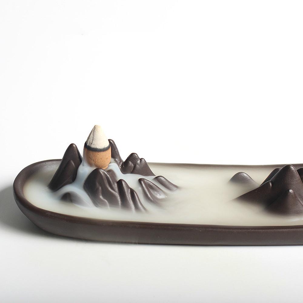 Курильница для домашнего декора, керамическая ароматерапия, буддийская курильница с водопадом, держатель для катушки благовоний