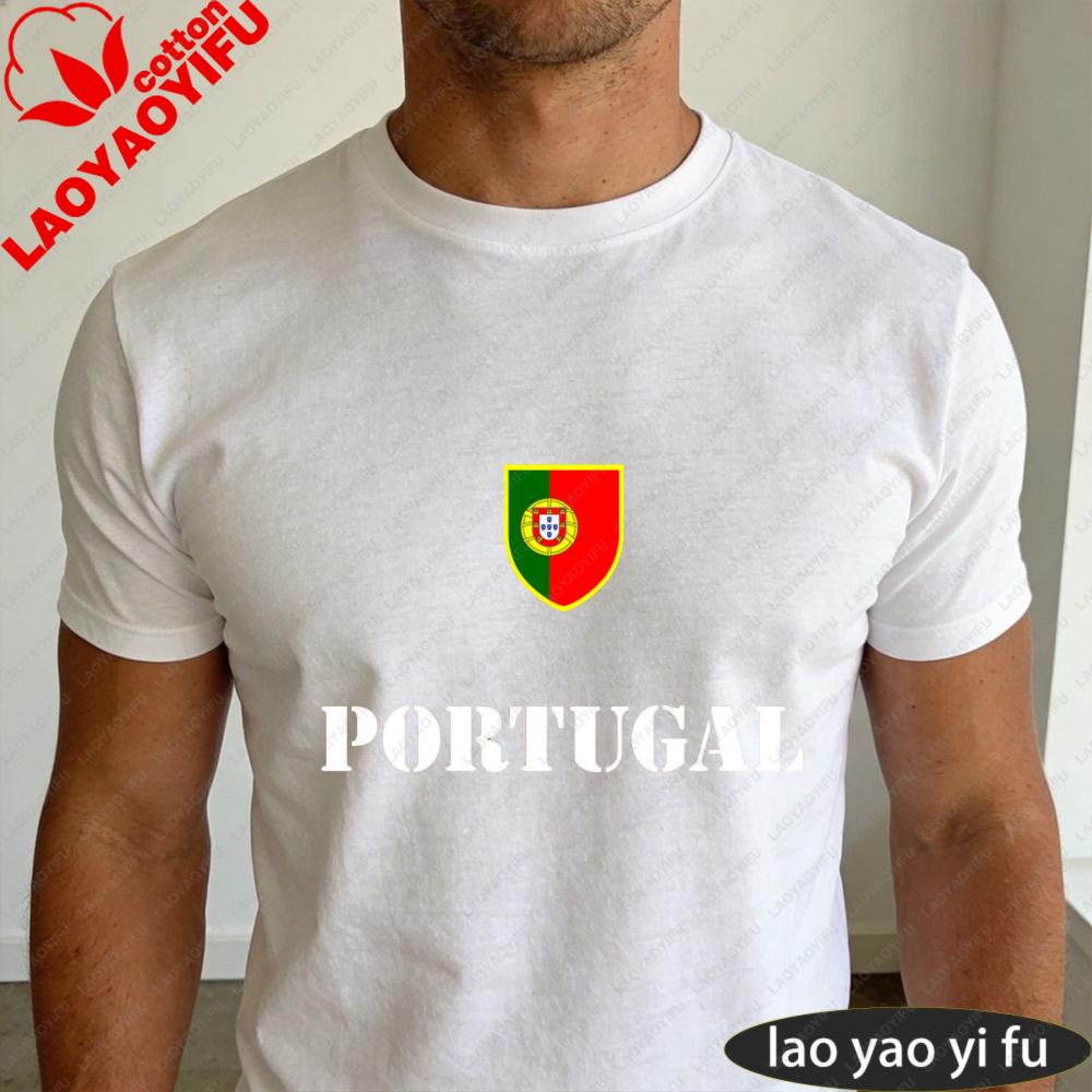 Portugal Soccer Graphic Tshirt Unisex Summer Cotton Short Sleeve Shield Flag Soccer Fan Soccer Party Supplies Casual Daily Wear
