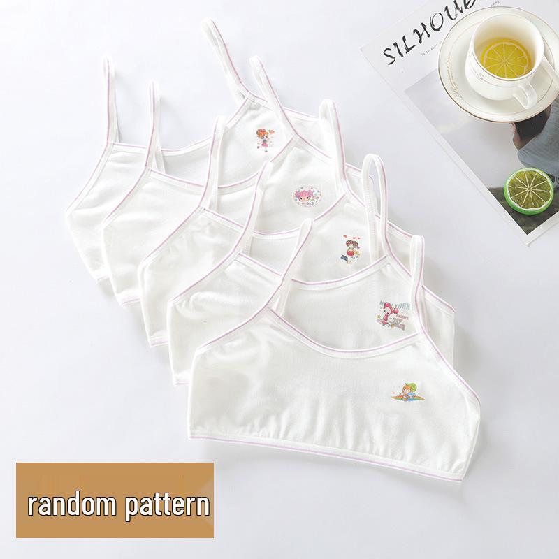 Девичья майка-бра из чистого хлопка - Защита от выпирания, Тонкая, Дизайн с сердечками