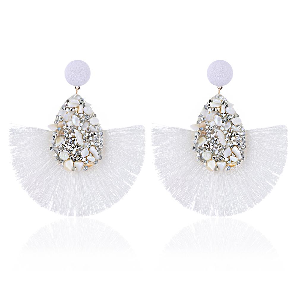 New Fashion Jewelry Charm Crystal Glitter Sequins  Dangle Tassel Earrings Fringe Drop Teardrop