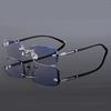 Blue Ray Blocking Anti-Blue Light Reading Glasses Rimless Cut Edge Eye Protection Hyperopia Glasses Vintage Luxury