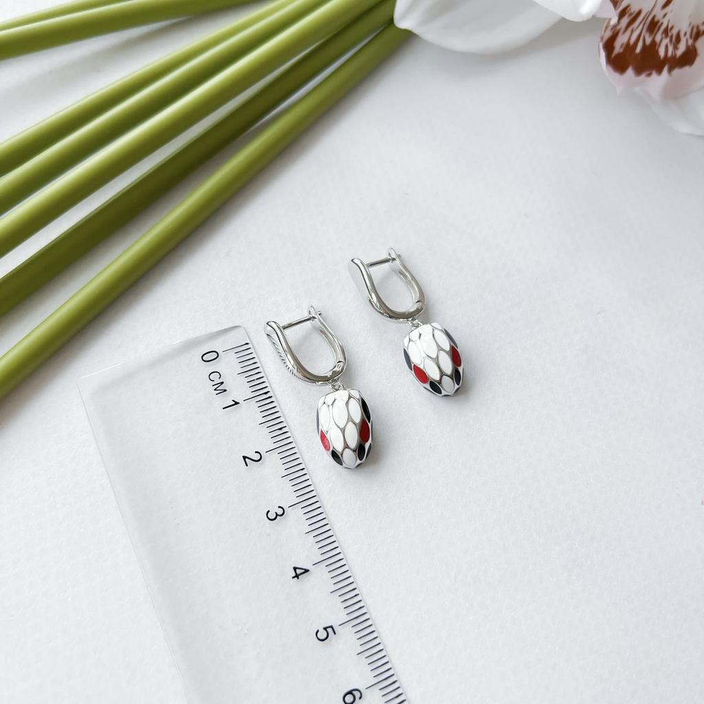 Серебряные серьги с емаллю (2151296)