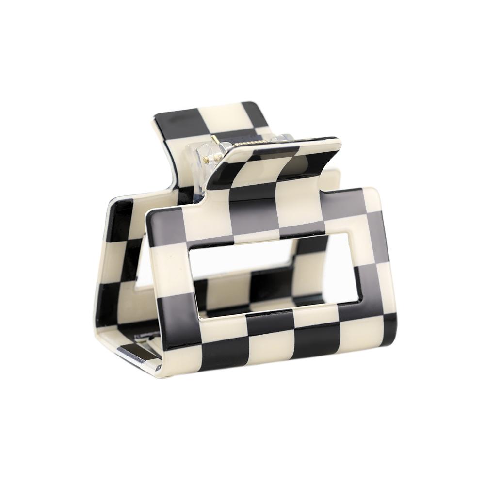 2023 Black and White Matte Polished Hollow Acrylic Hairpin Lovely Hairpin Temperament Girl Hair Crab Hair Accessories