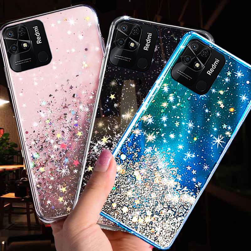 Чехол для телефона для Xiaomi Redmi 10C 4G, роскошный мягкий чехол с градиентом и блестящими звездами для Redmi 10C 10 C, противоударный, прозрачный, силиконовый, задняя крышка