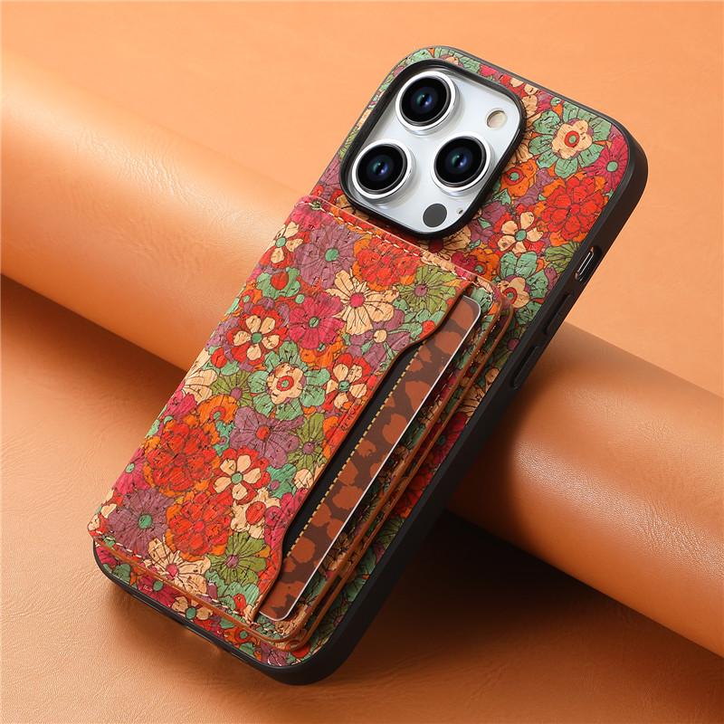 Кожаный магнитный чехол для телефона с изображением цветка для iPhone 16 16E 15 Pro Max 14 Plus 13 12 Pro 11 X XS XR 7 8 SE, задняя крышка с держателем для карт