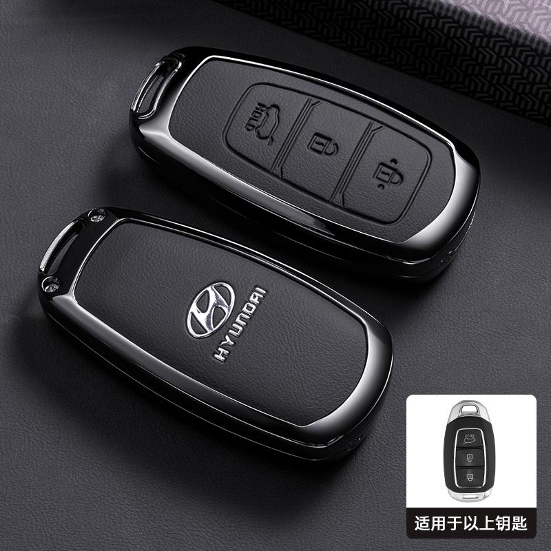 Styling Alloy Leather Car Key Case Cover Holder For Hyundai Santa I30 IX35 Encino KONA Solaris Azera Grandeur Elantra Accent Fe R5