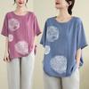 Футболка для женщин, летняя, большого размера, хлопковая футболка, мягкая, свободная, с принтом, повседневная, удобная, пуловер, футболка, топ
