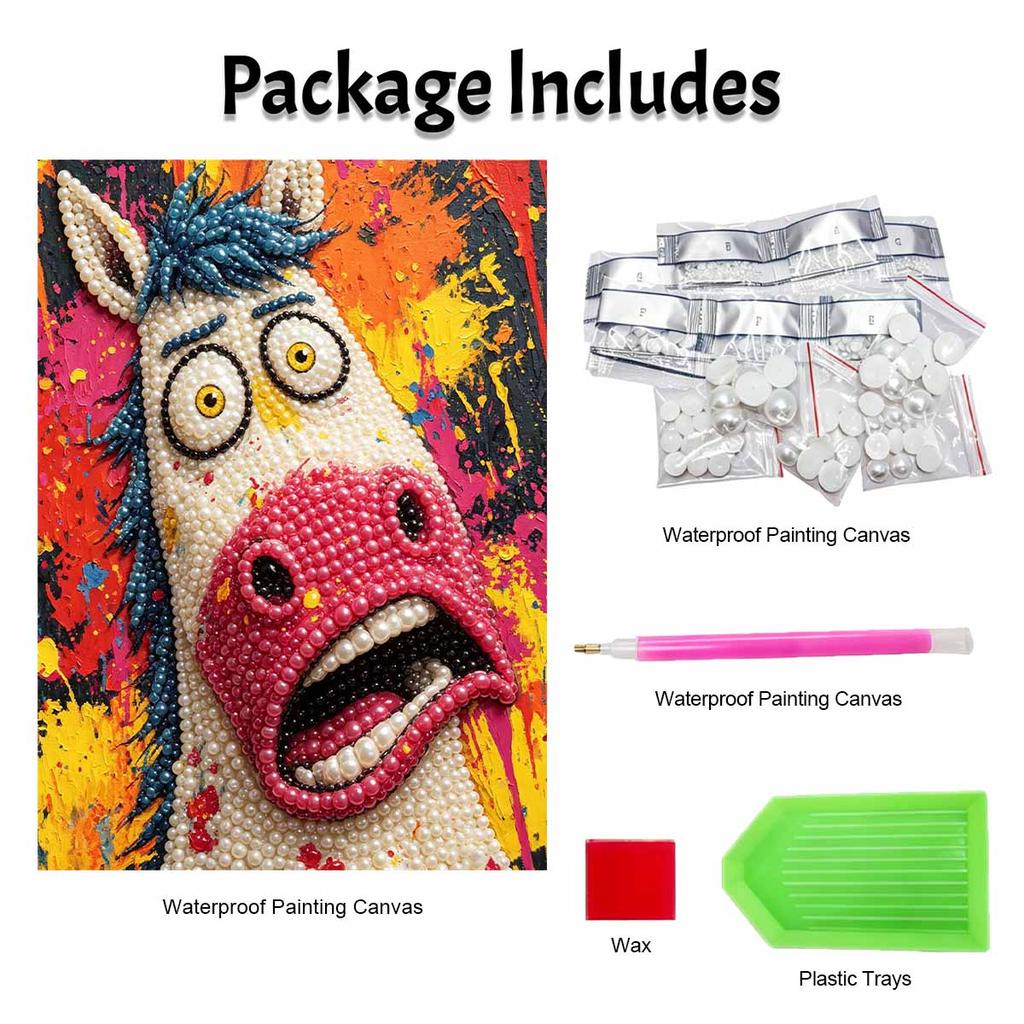 Pearl painting diy sticky diamond creative funny horse colorful abstract diamond painting kit living room hanging painting