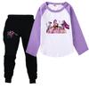 Kids Girls Anime Cartoon K-Pop Rumi Printed Casual Raglan Long Sleeves T-Shirt Pants Clothes Set
