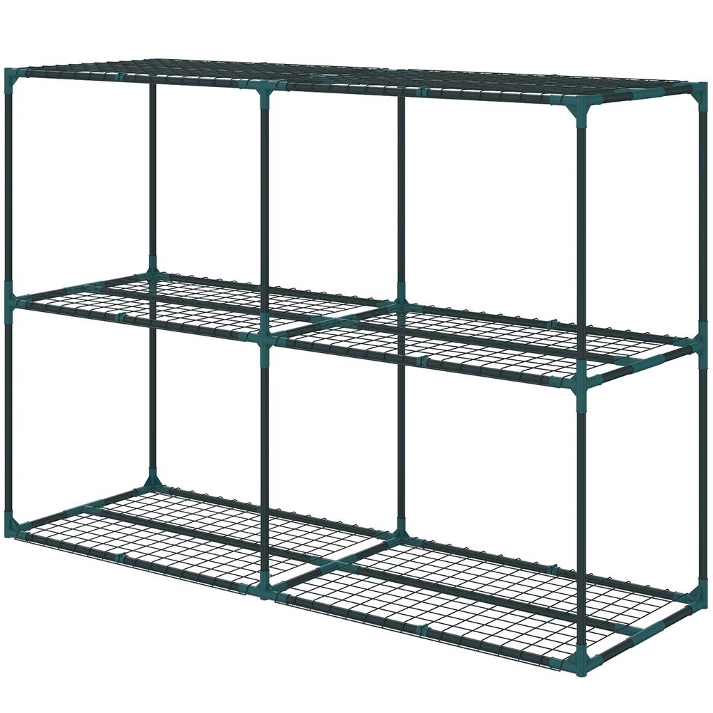 3-Tier Plant Stand. 100 cm High Flower Stand with Shelves. Multi-Tier Steel, Dark Green