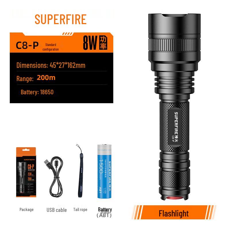 Shenhuo C8-P USB Rechargeable Emergency LED Flashlight
