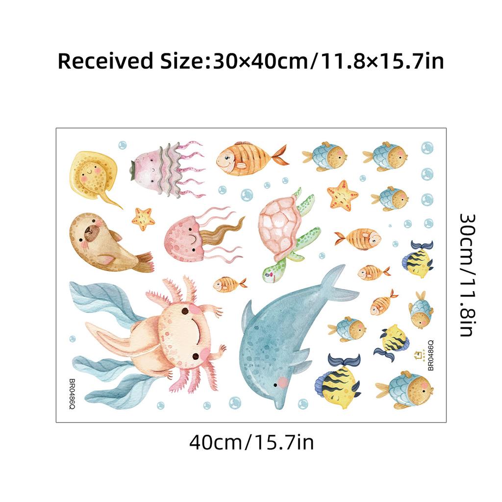 Синее море Рыба Пузырь Подводный мир Подводное животное Наклейка на стену Для детской комнаты Ванная комната Домашнее украшение фрески