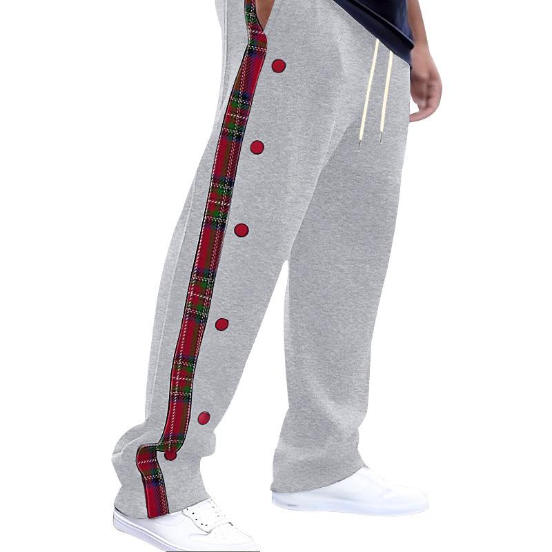 Повседневные спортивные штаны средней талии с карманами для мужчин, длинные брюки для отдыха с винтажным клетчатым принтом, мужские свободные брюки на шнурке, уличная одежда