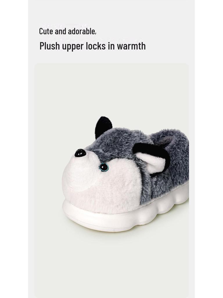 Men's Husky Plush Cotton Slippers: Warm, Cozy Indoor Winter Footwear for Couples