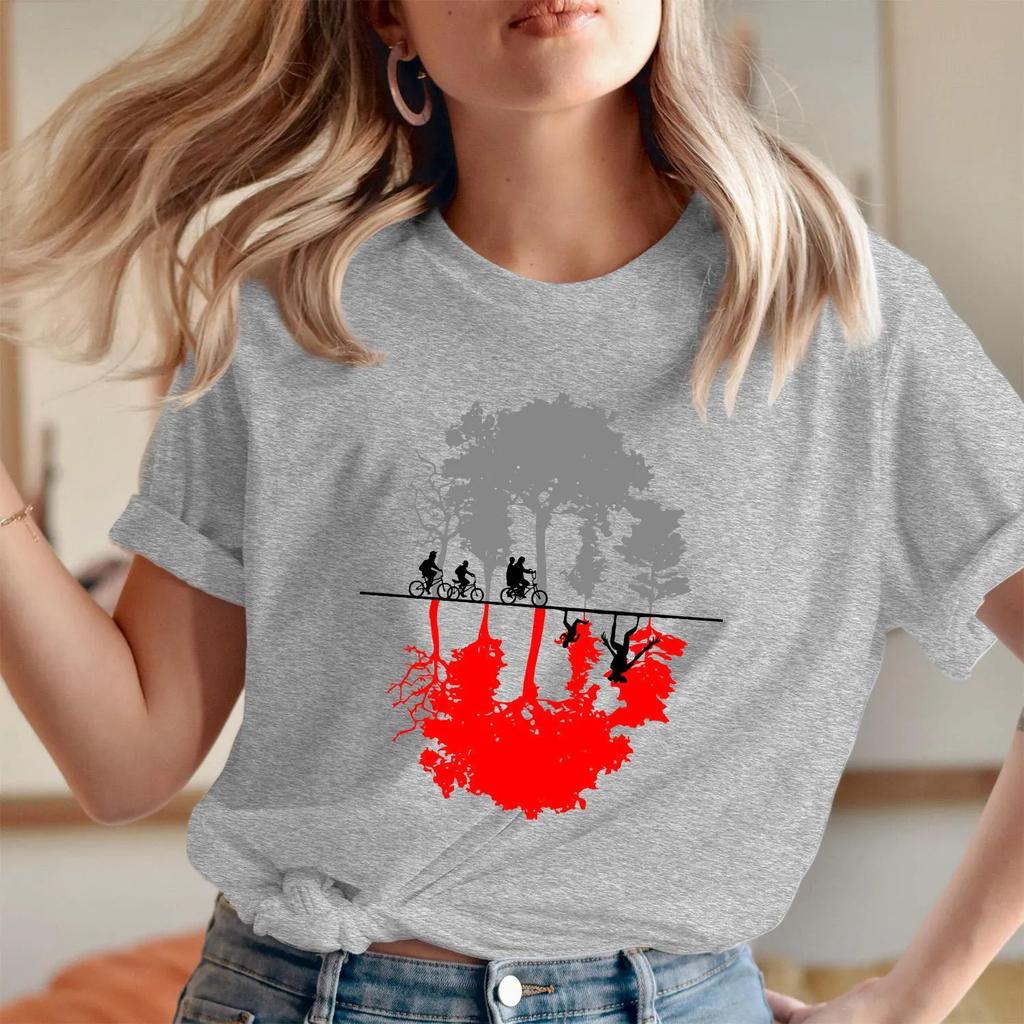Friends Upside Down World Theme Tshirt Fun Unisex Pure Cotton Tshirt Printed for Womens Daily Wear Shortsleeved