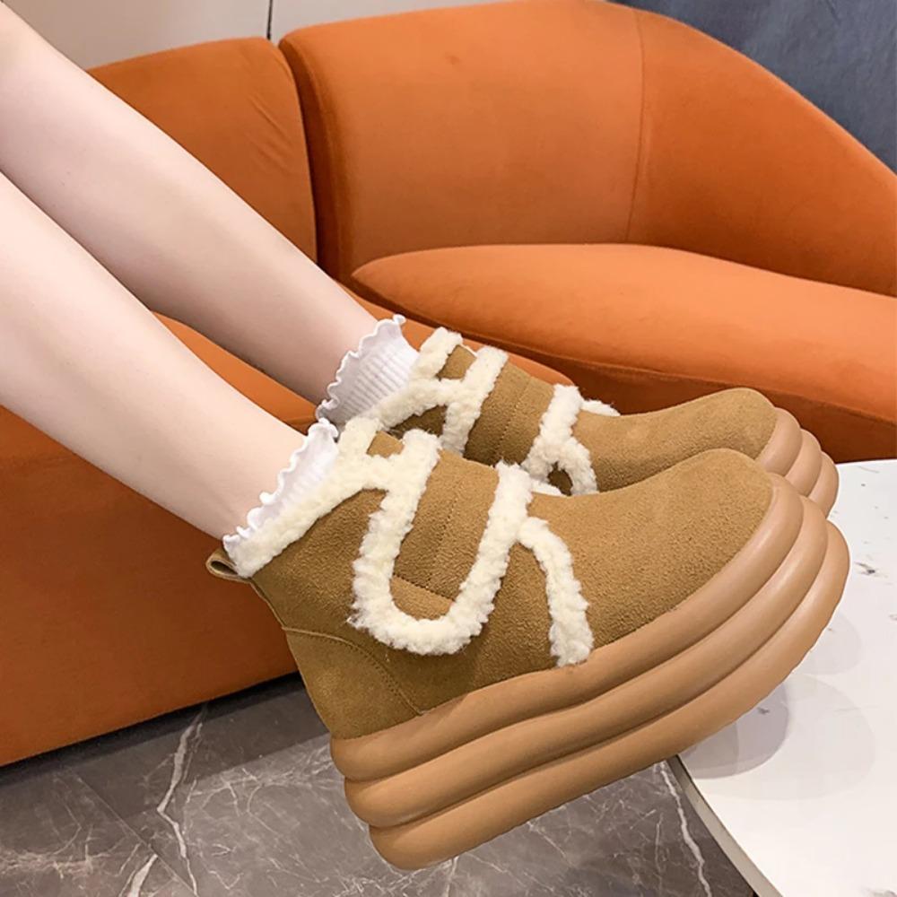 Зимние новые ботинки на платформе с мехом на лодыжке, женская обувь, теплые ботинки для ходьбы в готическом стиле, дизайнерские повседневные ботинки из мягкой замши для женщин