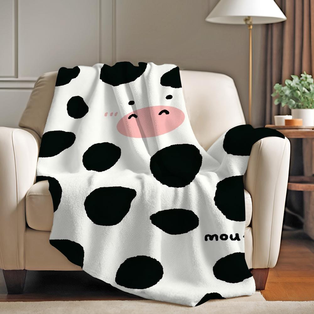 Holstein Spots Cow Texture Blanket Warm Soft Suitable For Bedroom Sofa Bed Living Room Office Travel Camping Gifts