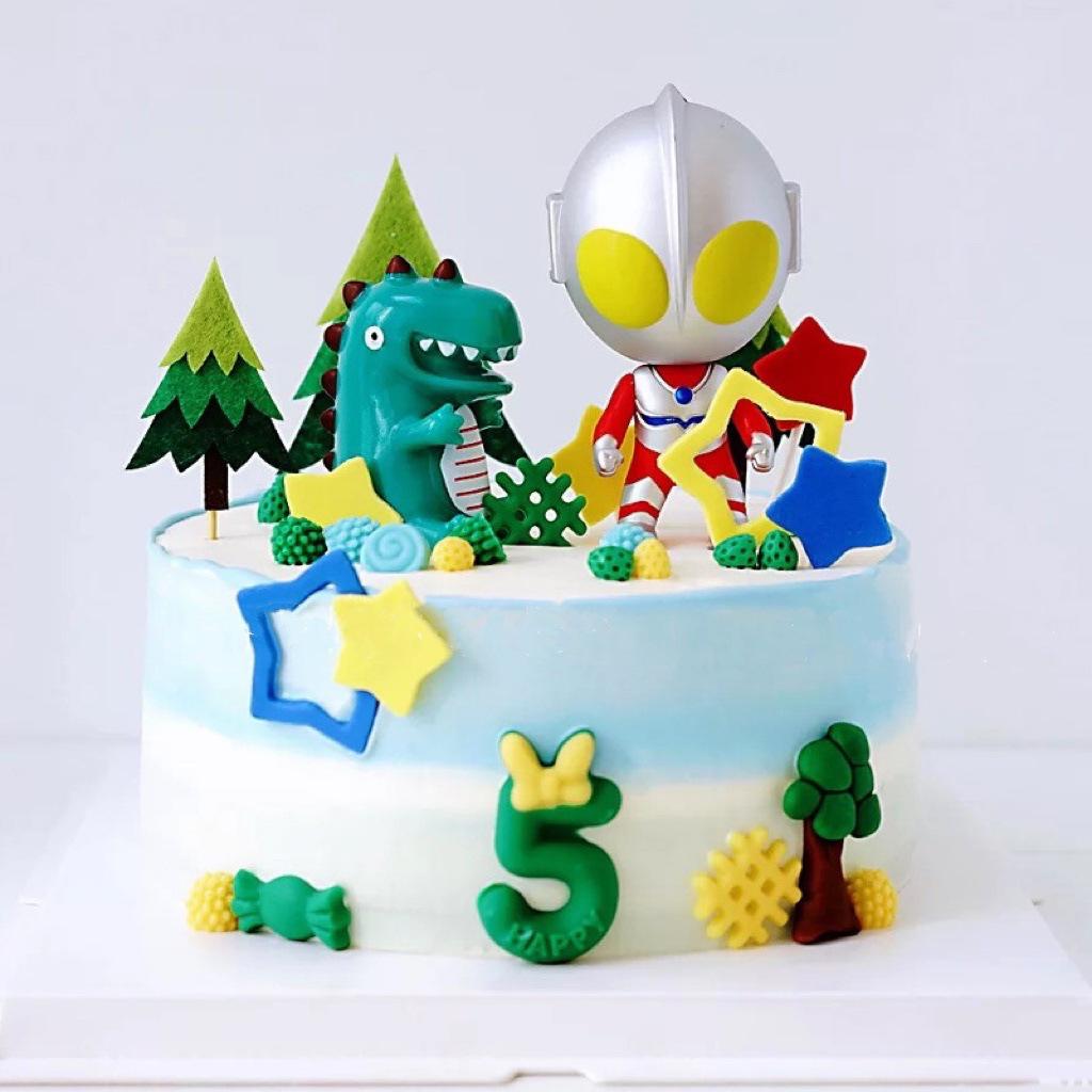 Мультяшный Супергерой против. Топперы для торта с динозаврами: Набор декораций для детского дня рождения