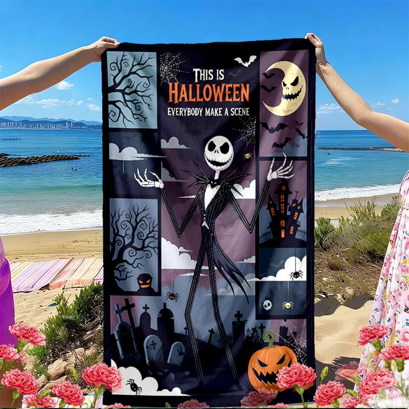 The Nightmare Before Christmas Print Beach Towel, Versatile Lightweight Absorbent Beach Towel for Pool Surf Yoga Bathroom, Perfect Birthday Holiday Gi